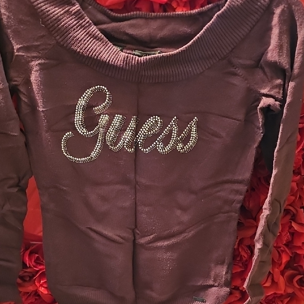 Guess Women's Purple Long Sleeve Thin Sweater Size Large